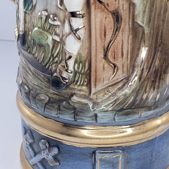 Vintage Viking Warrior Stein Valhalla Signed LM Hand Painted - Picture 12 of 16